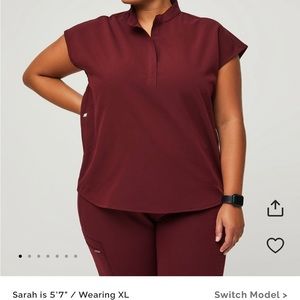 Figs Rafaela Scrub Top - Burgandy